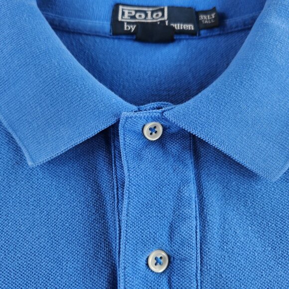 Polo Ralph Lauren 3XLT Short Sleeve Blue Polo Shirt Pink Embroidery Logo Cotton - Picture 6 of 16